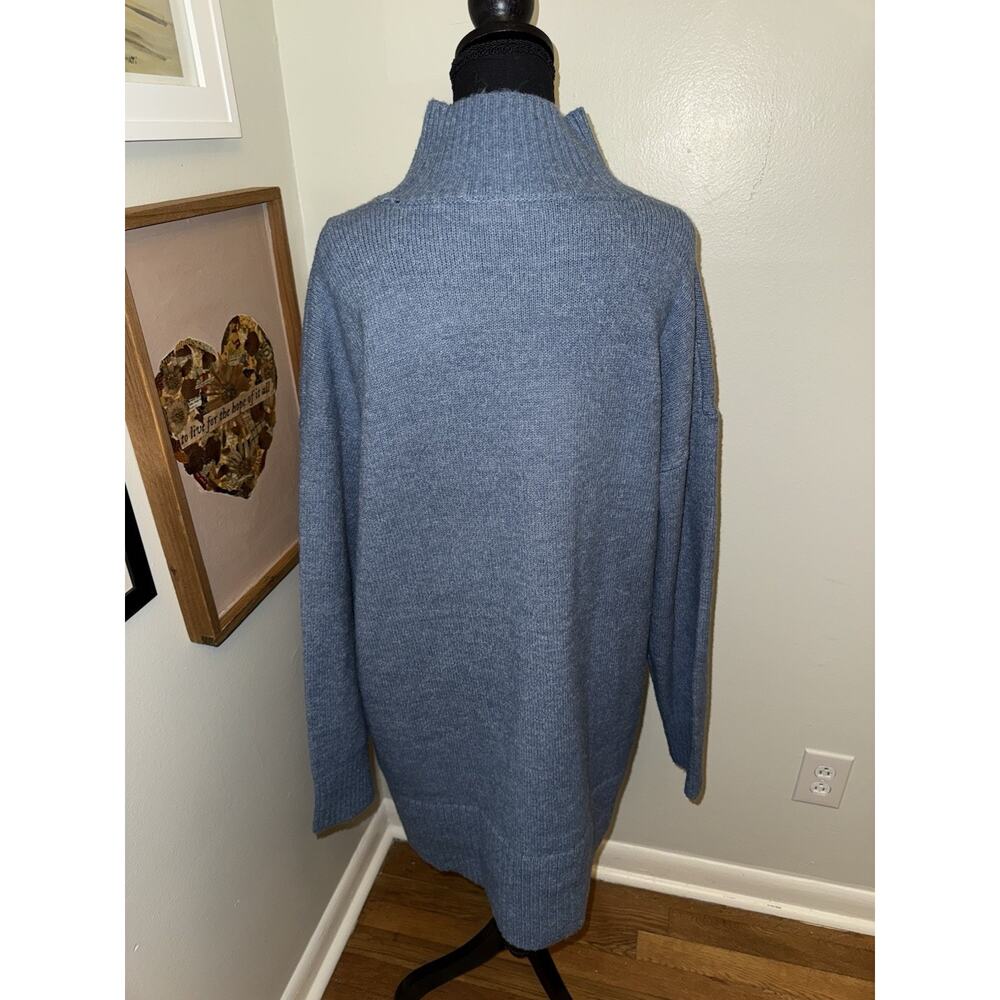 Double Zero Blue Turtleneck Sweater Dress Women’s Size Large Cozy Knit - Picture 4 of 7